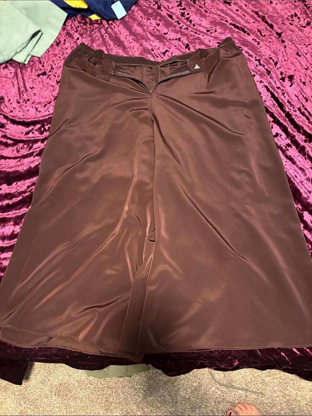 Brown Women's Satin wide leg pants